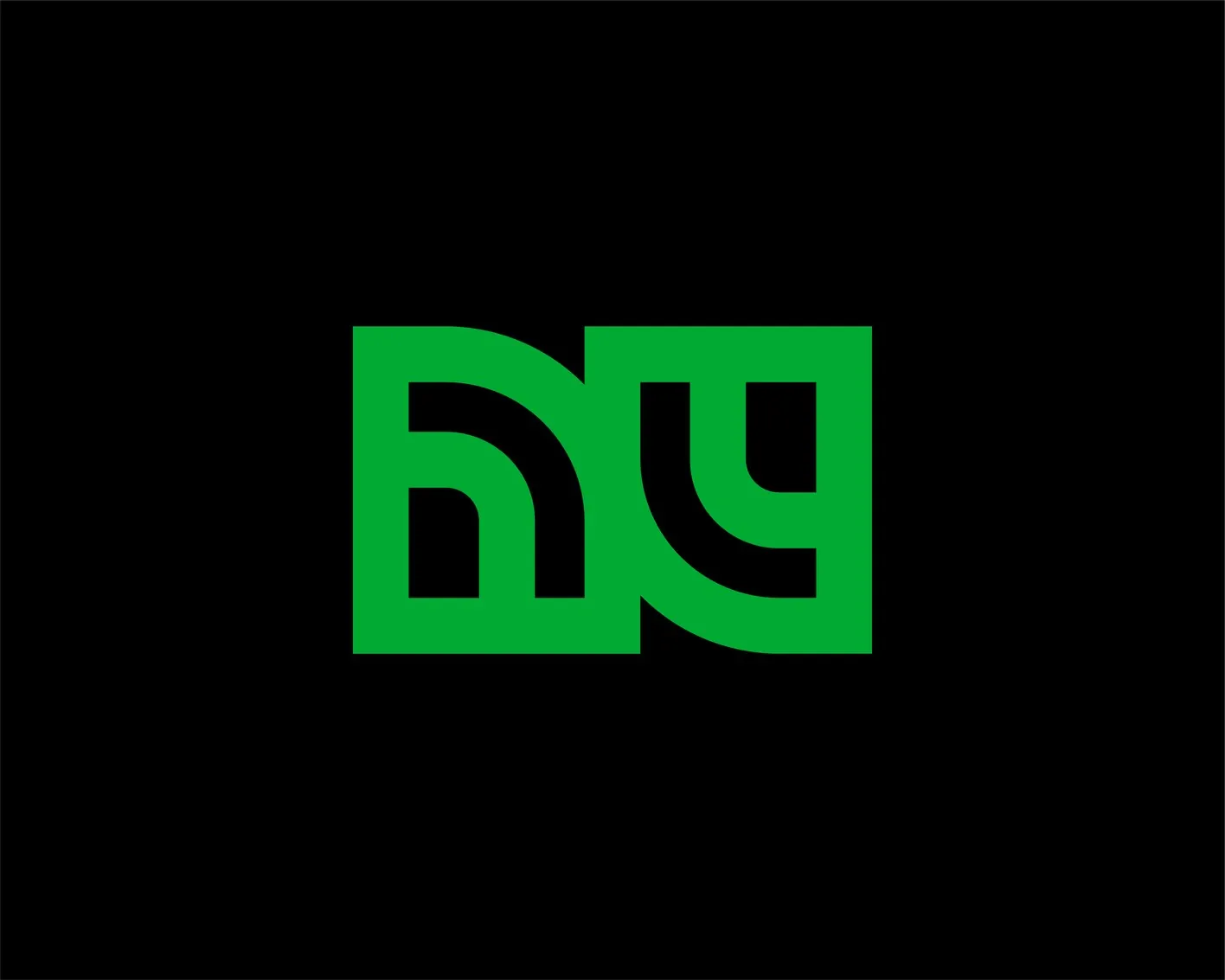 DWA Landscaping monogram in green on black