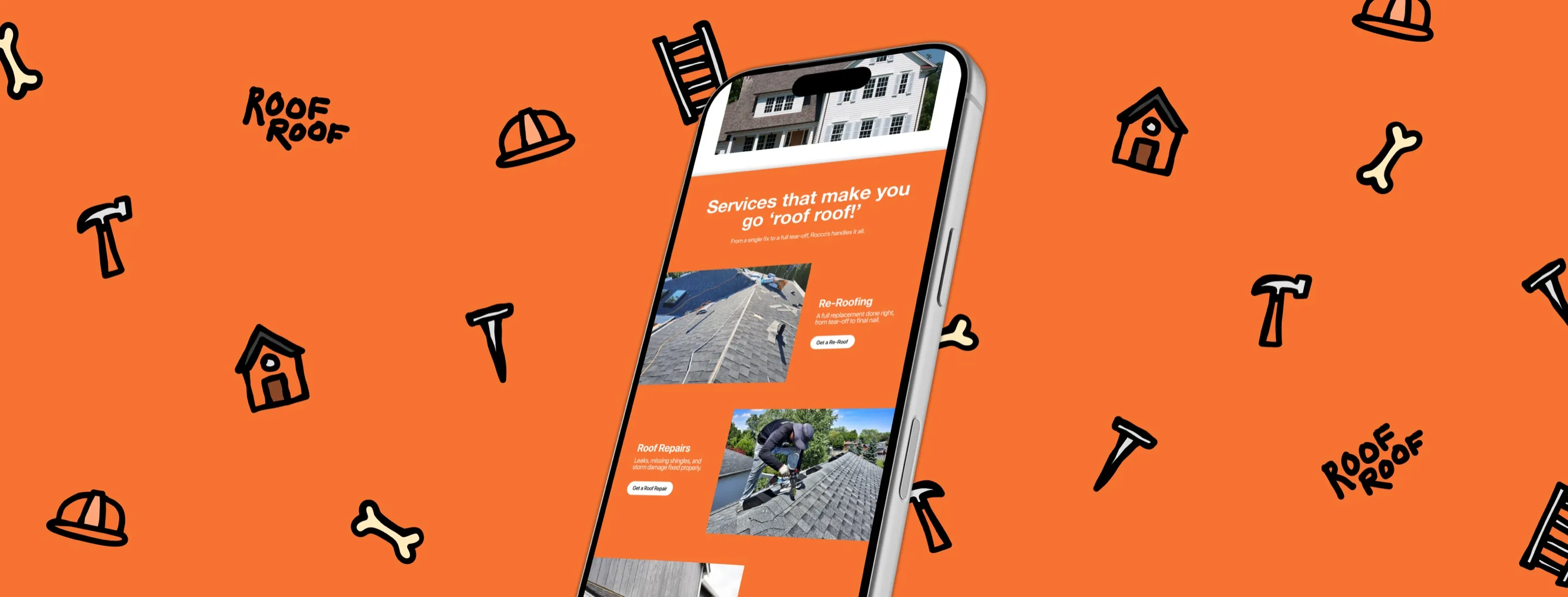 Rocco's Roofing website header