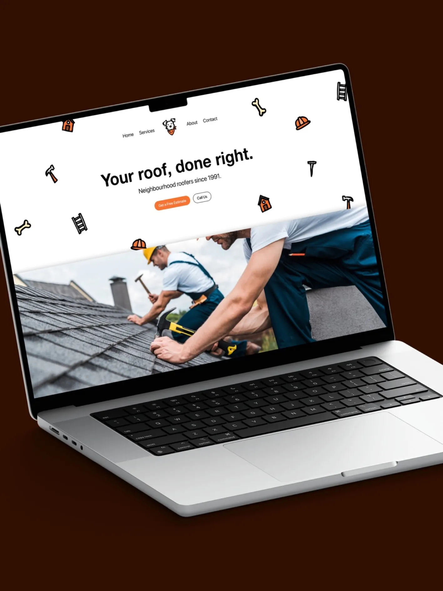 Rocco's Roofing logo on light ground