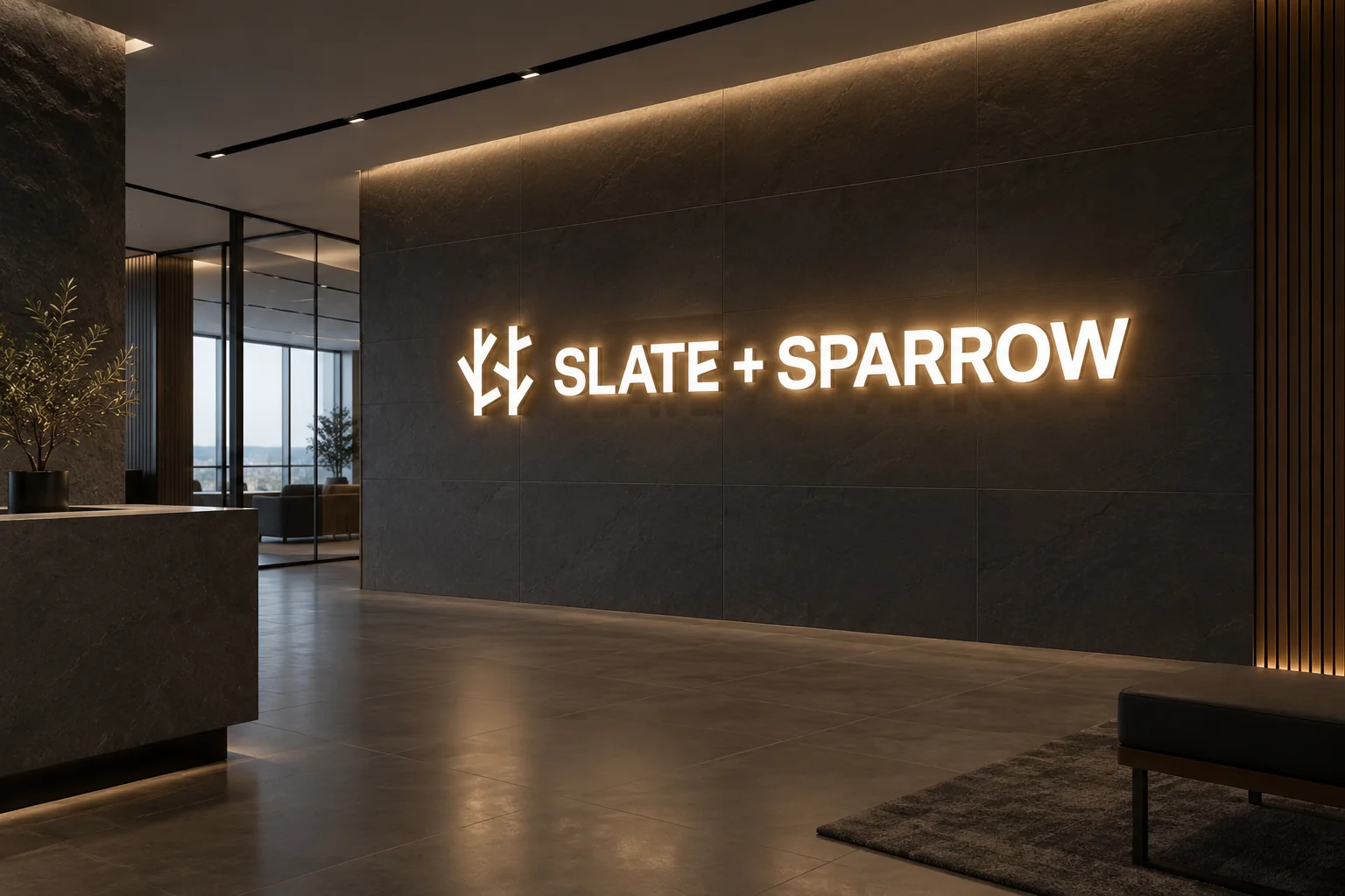 Indoor office wall sign